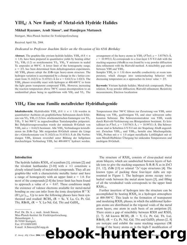 YIHn: A New Family of Metal-rich Hydride Halides by Unknown