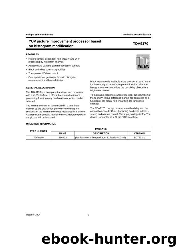 YUV picture improvement processor based on histogram modification by Philips Semiconductors