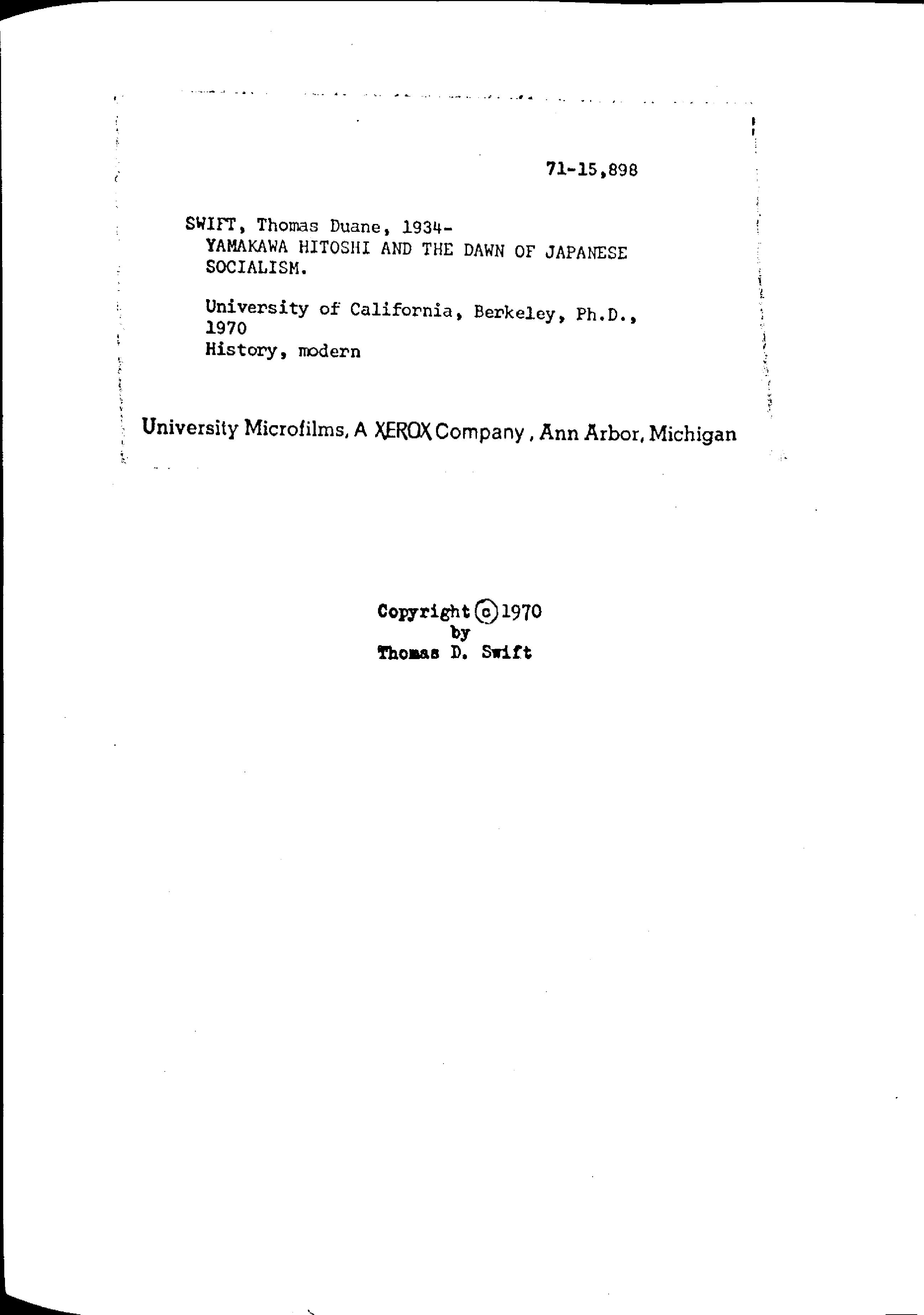 Yamakawa Hitoshi and the dawn of Japanese socialism by Thomas Duane Swift