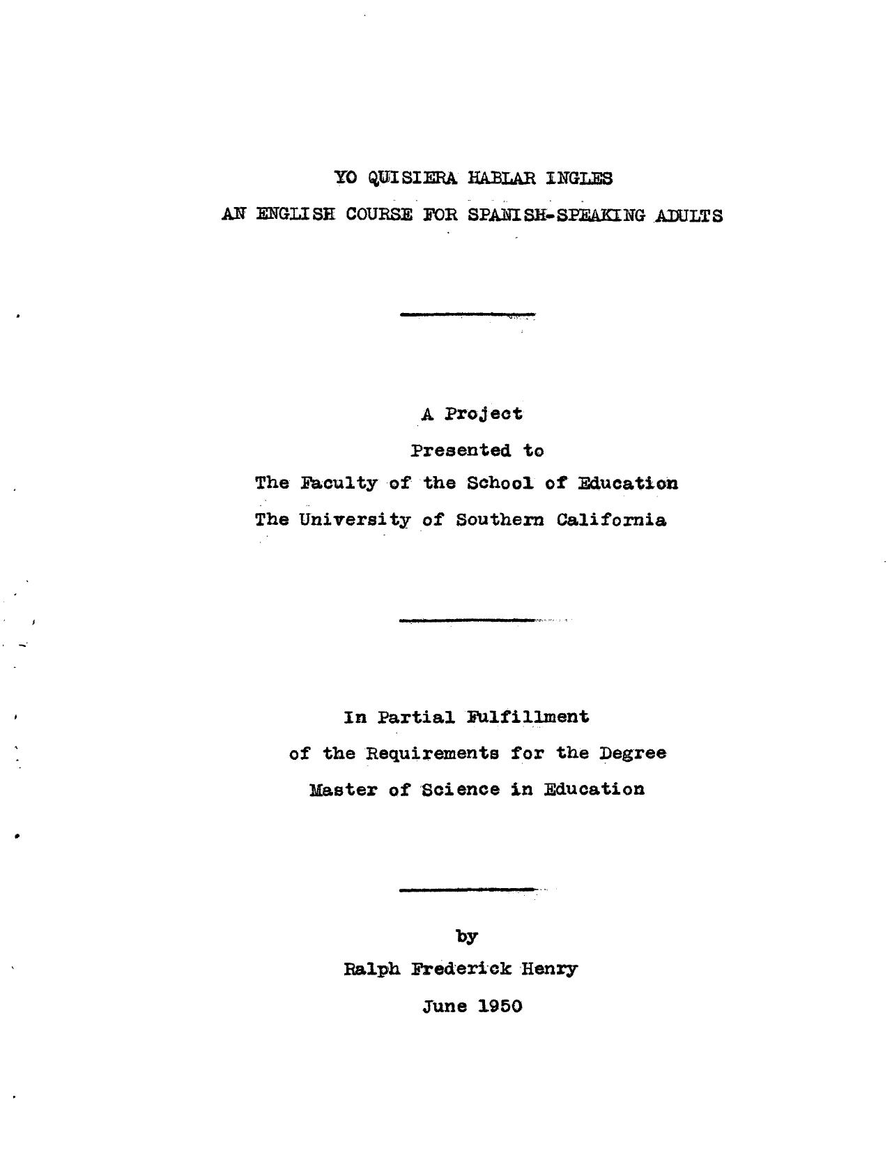 Yo quisiera hablar ingles: an English course for Spanish-speaking adults by Henry Ralph Frederick