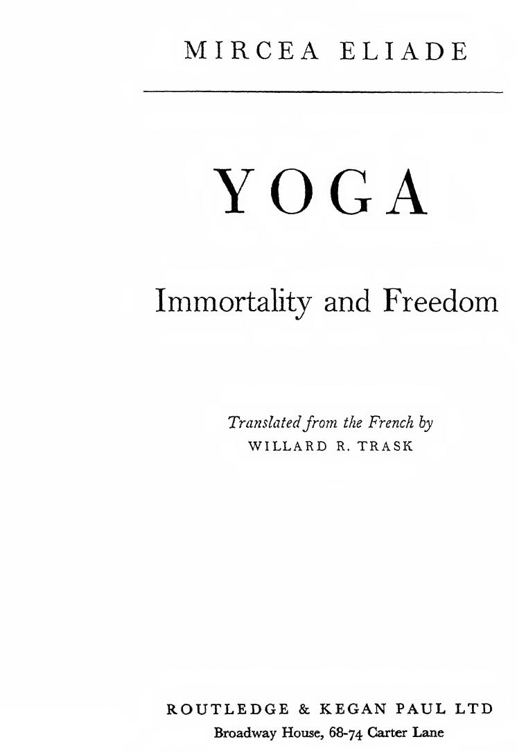 Yoga (immoratality Amp Freedom) by Mircea Eliade