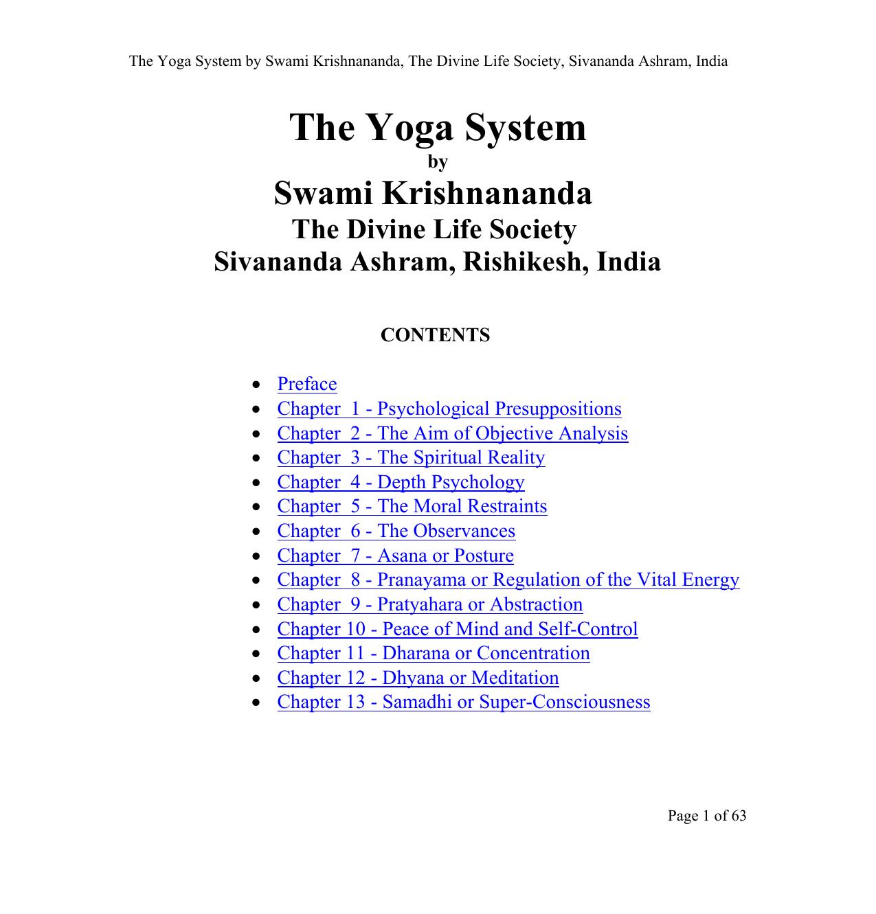 Yoga - The Yoga System by Swami Krishnananda