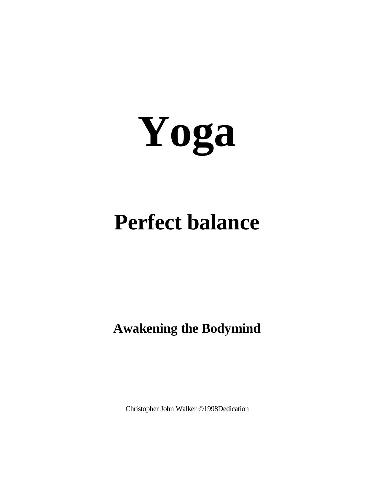 Yoga Perfect Balance Book by Unknown