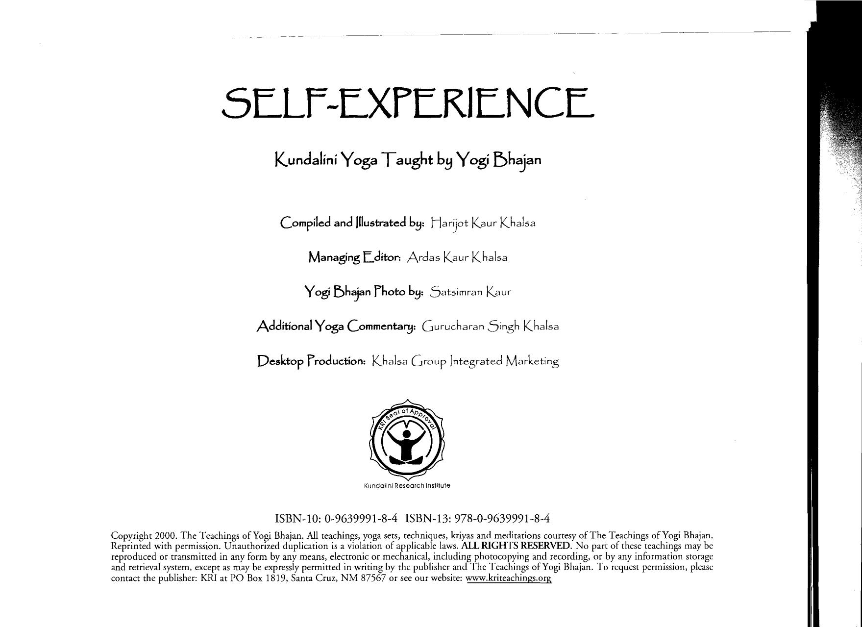 Yogi Bhajan - Self Experience by Kundalini Yoga