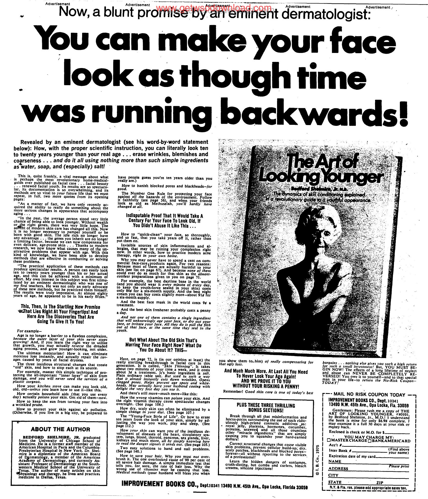 You Can Make Your Face Look As Though Time Was Running Backwards by Copyright 2010 Heritage Microfilm Inc. & Newspaperarchive.com