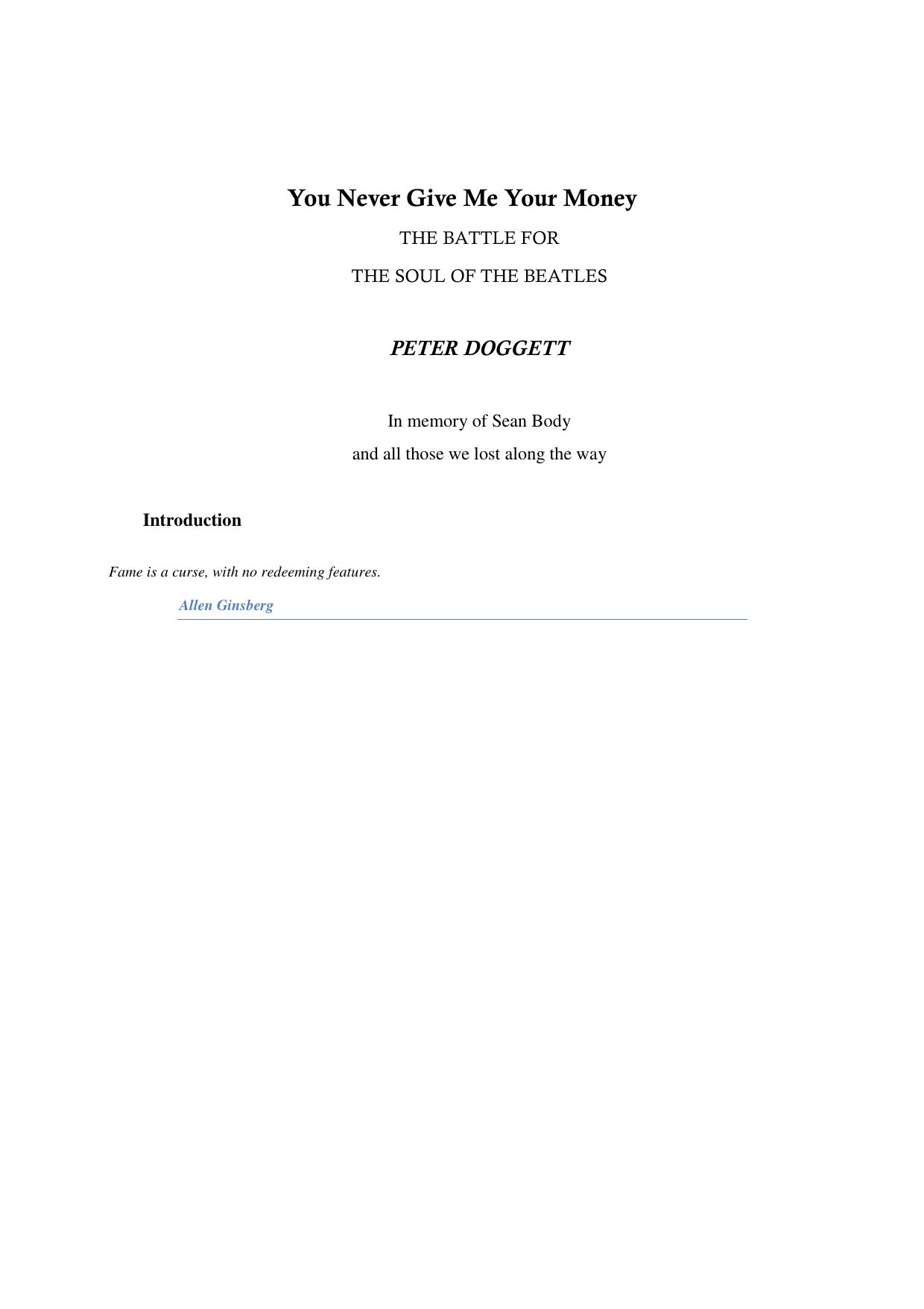 You Never Give Me Your Money: The Beatles After the Breakup by Peter Doggett