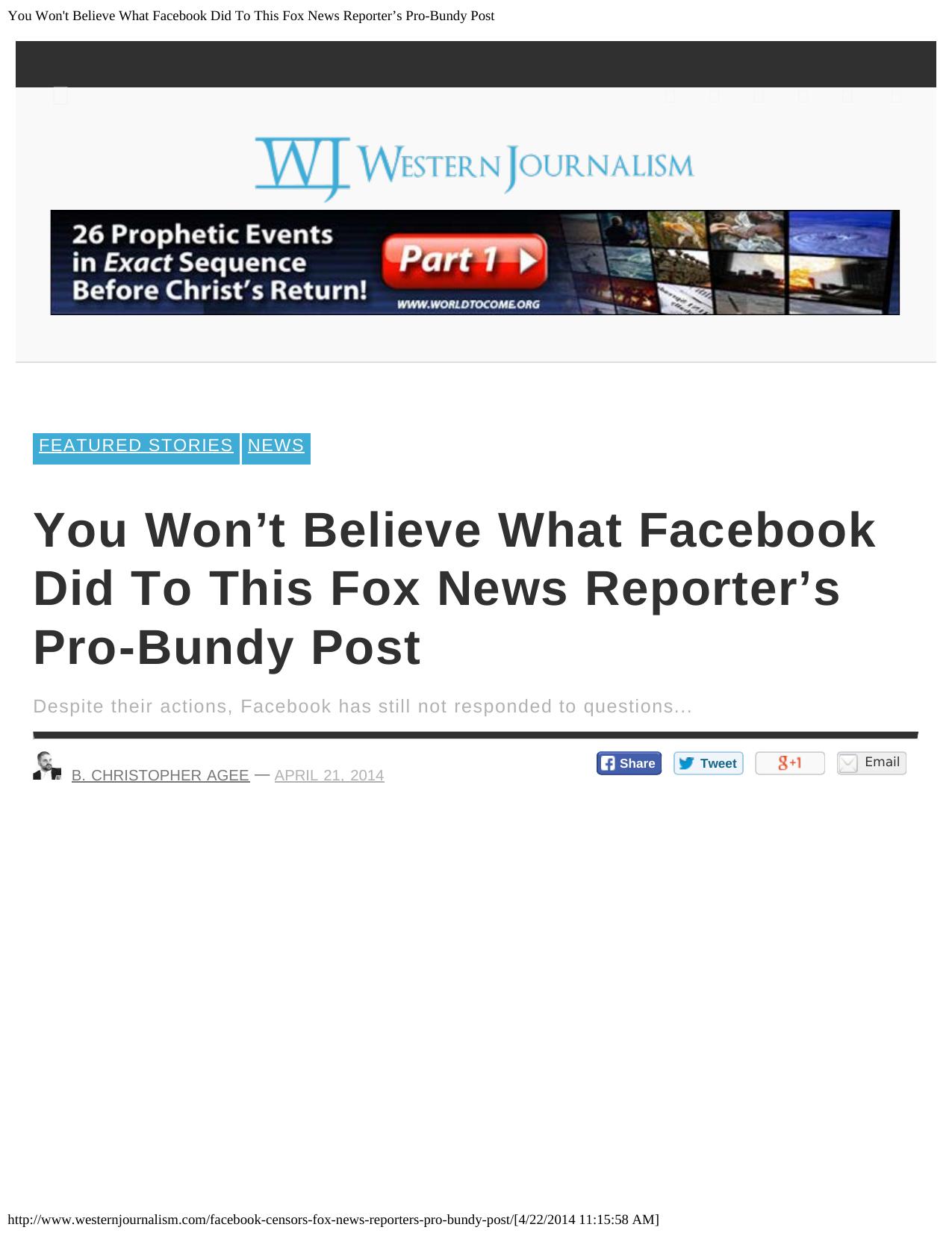 You Won't Believe What Facebook Did To This Fox News Reporter’s Pro-Bundy Post by Unknown