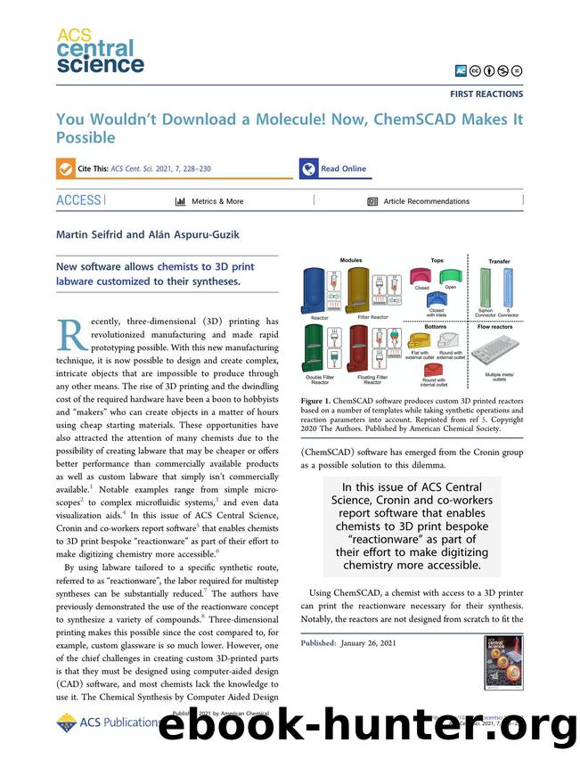 You Wouldnât Download a Molecule! Now, ChemSCAD Makes It Possible by Martin Seifrid (ORCID: 0000-0001-5238-0058) & Alán Aspuru-Guzik (ORCID: 0000-0002-8277-4434)