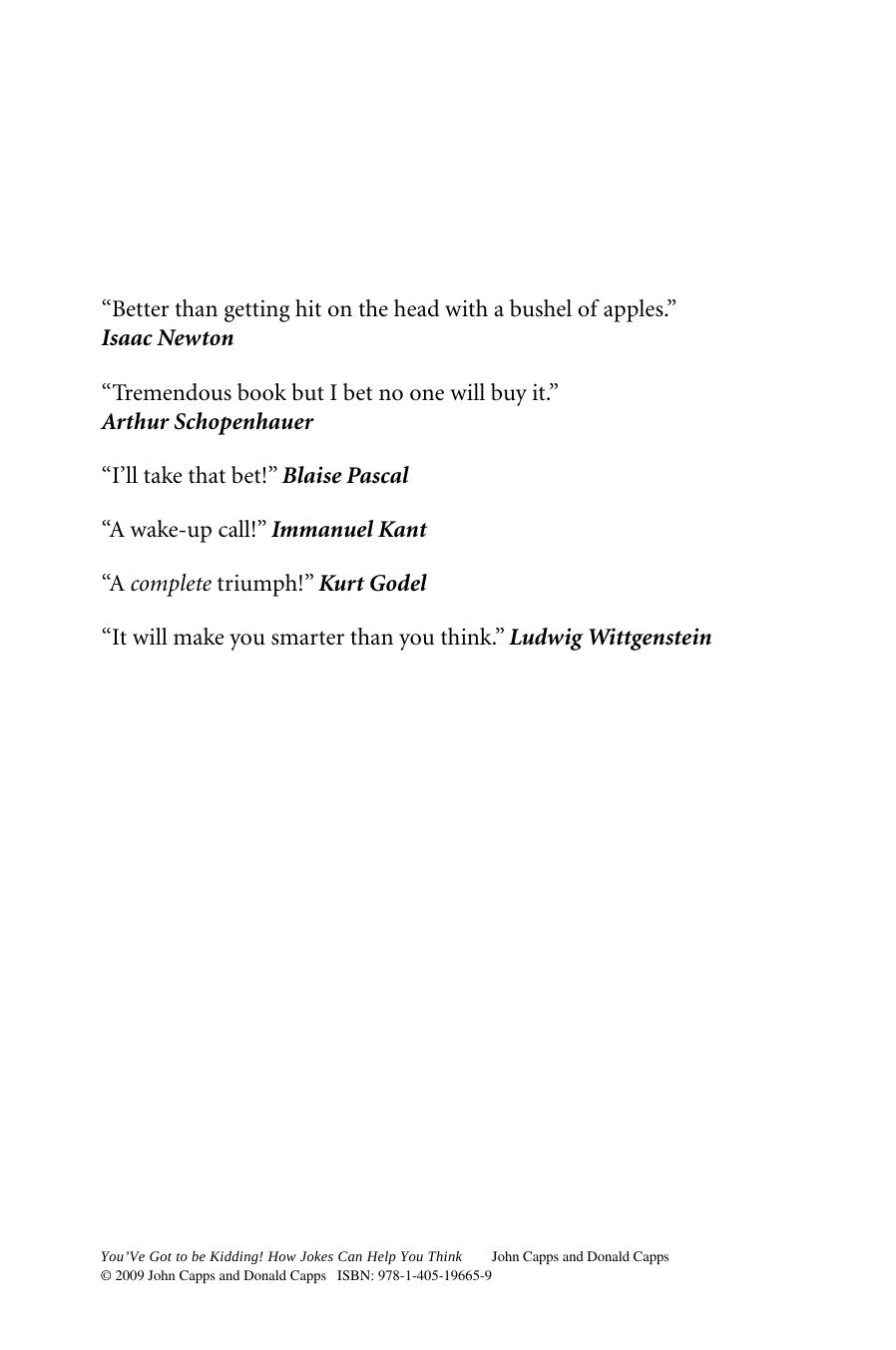 You've Got to be Kidding! How Jokes Can Help You Think by John Capps Donald Capps(auth.)