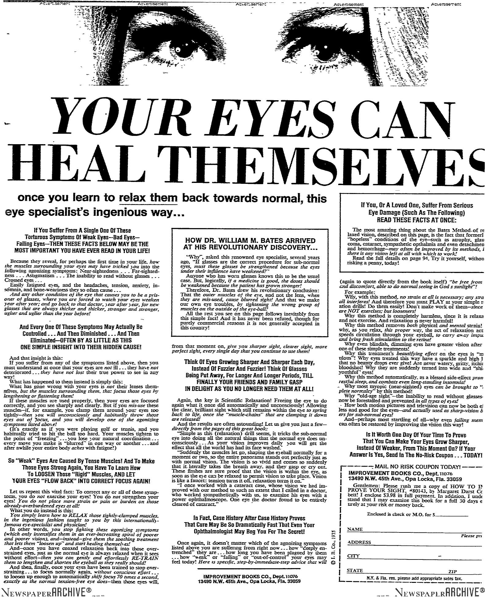 Your Eyes Can Heal Themselves by Copyright 2005 Heritage Microfilm Inc. & Newspaperarchive.com