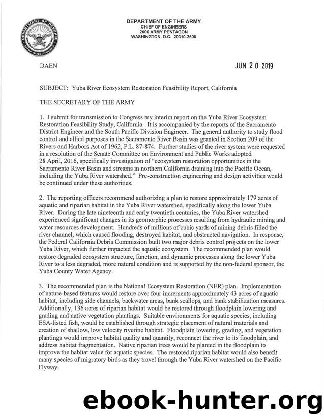 Yuba River ecosystem restoration feasibility report, California by Department of the Army