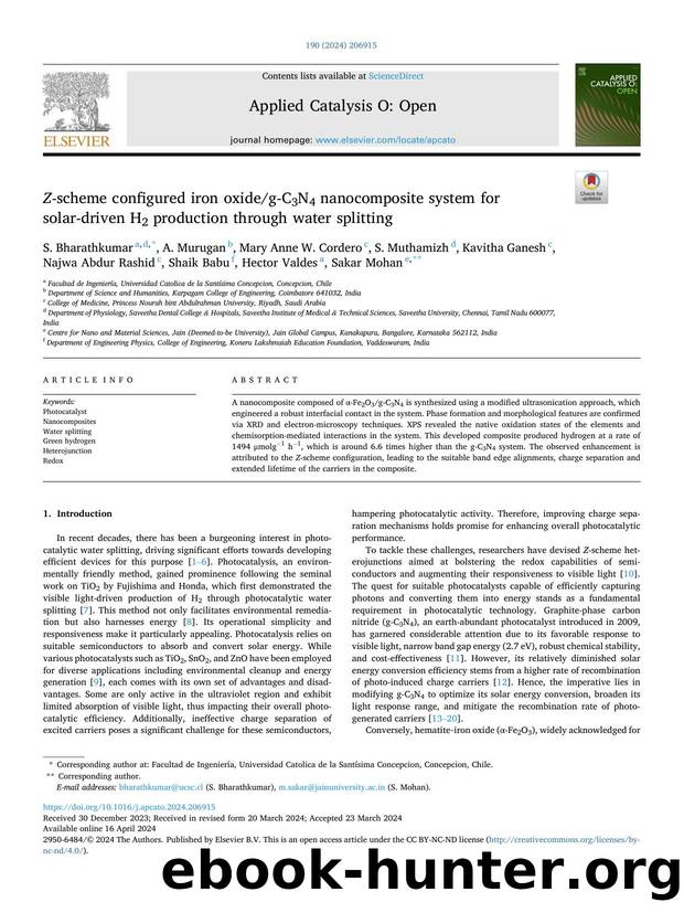 Z -scheme configured iron oxideg-C3N4 nanocomposite system for solar-driven H2 production through water splitting by unknow