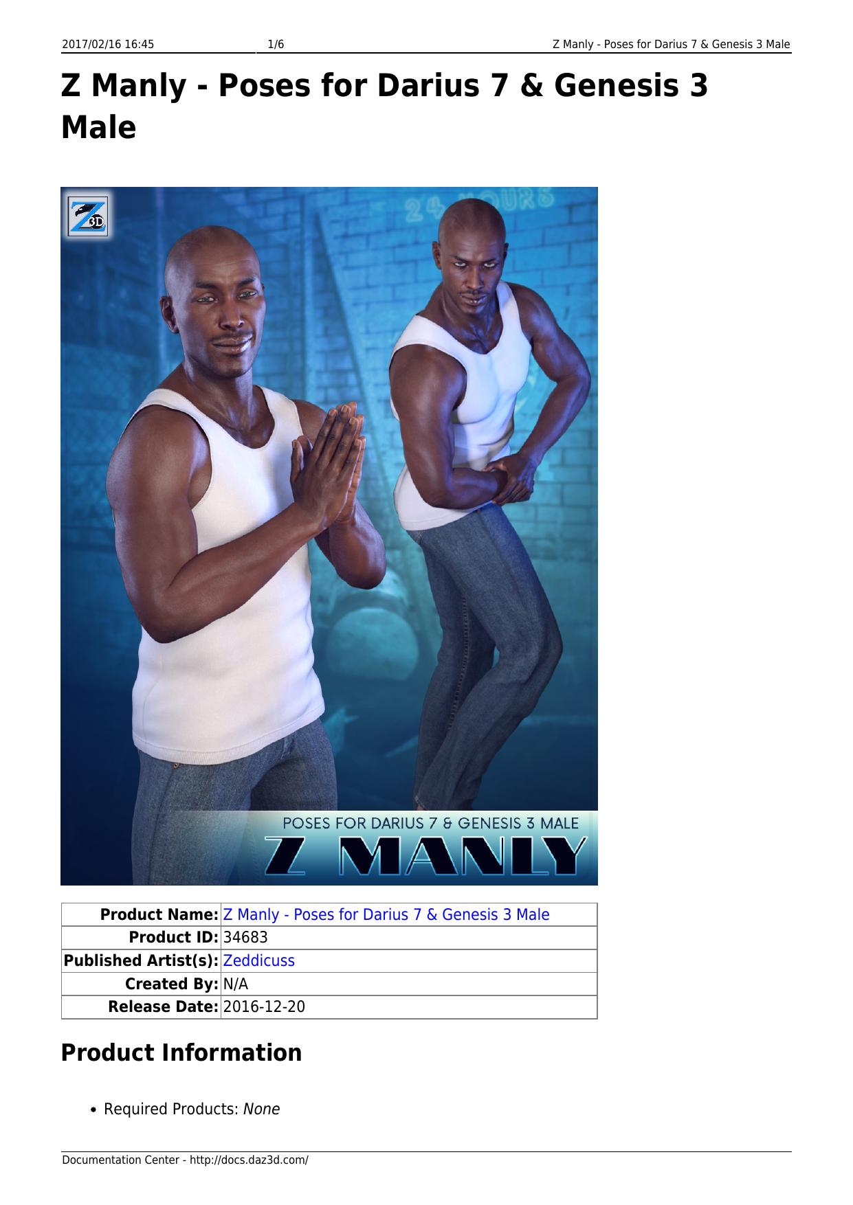Z Manly - Poses for Darius 7 & Genesis 3 Male by Unknown