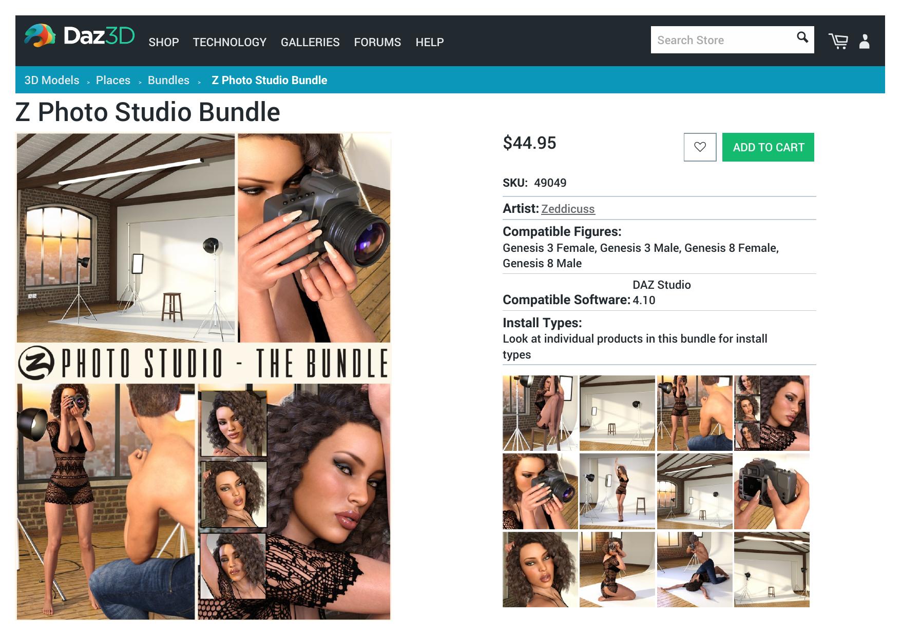 Z Photo Studio Bundle | 3D Models and 3D Software by Daz 3D by Unknown