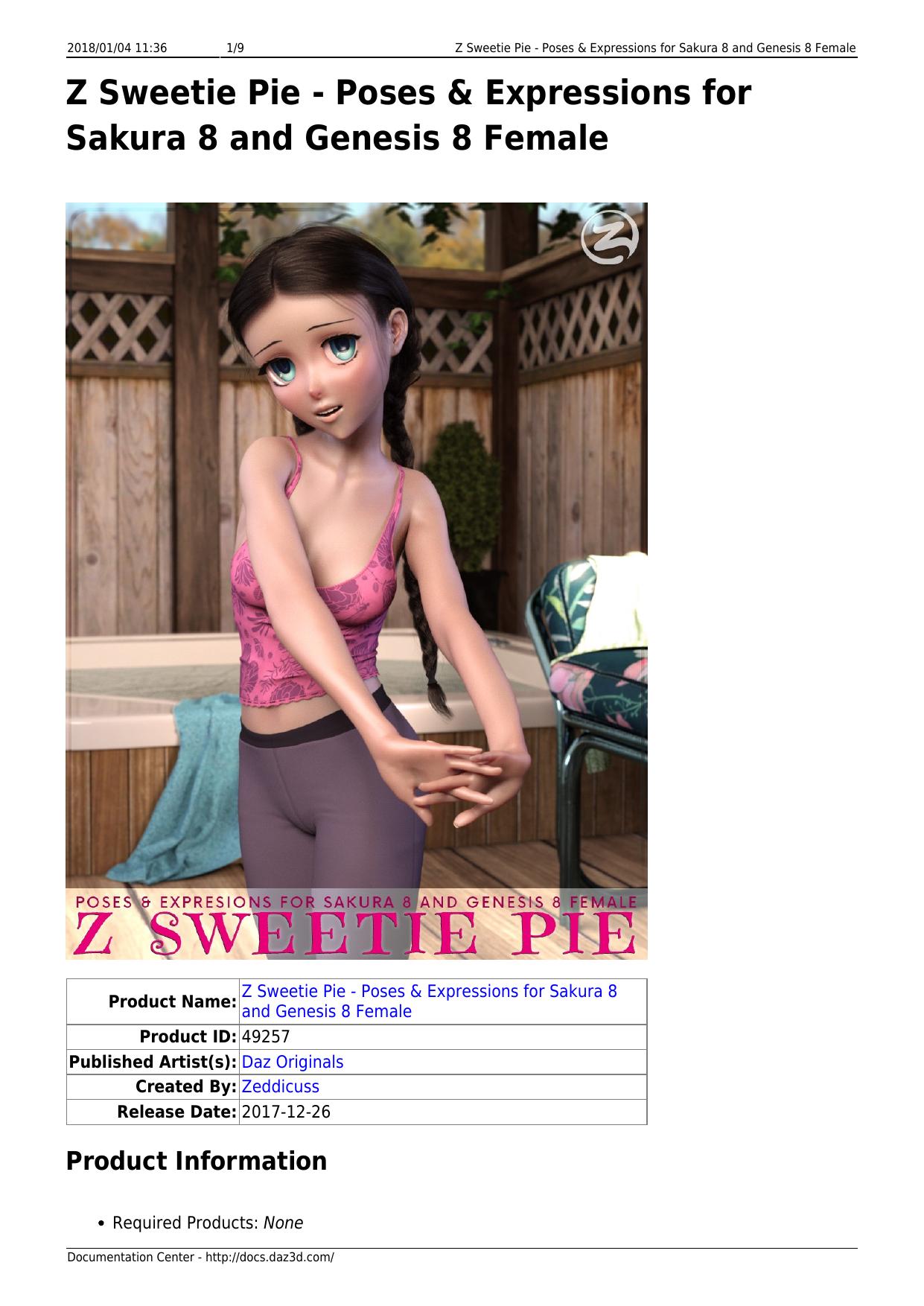 Z Sweetie Pie - Poses & Expressions for Sakura 8 and Genesis 8 Female by Unknown