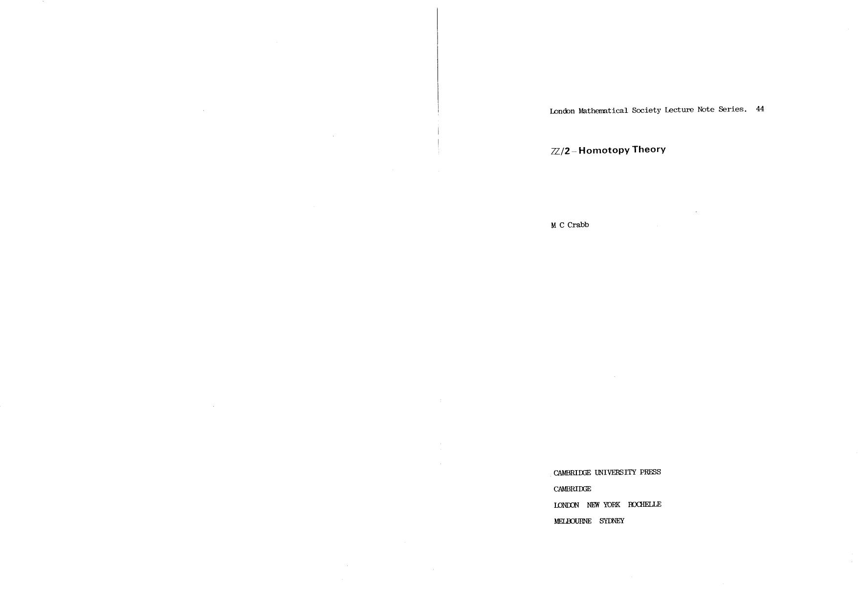 Z by 2 homotopy theory by Michael Charles Crabb Ioan Mackenzie James