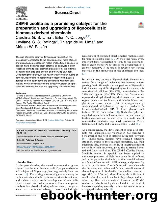 ZSM-5 zeolite as a promising catalyst for the preparation and upgrading of lignocellulosic biomass-derived chemicals by unknow