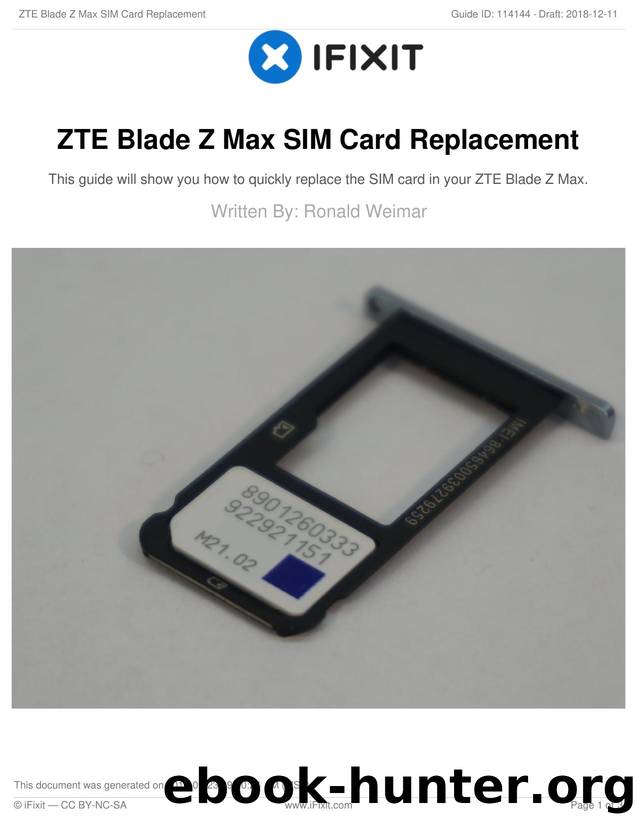 ZTE Blade Z Max SIM Card Replacement by Unknown