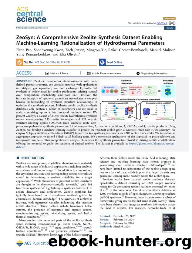 ZeoSyn: A Comprehensive Zeolite Synthesis Dataset Enabling Machine-Learning Rationalization of Hydrothermal Parameters by unknow