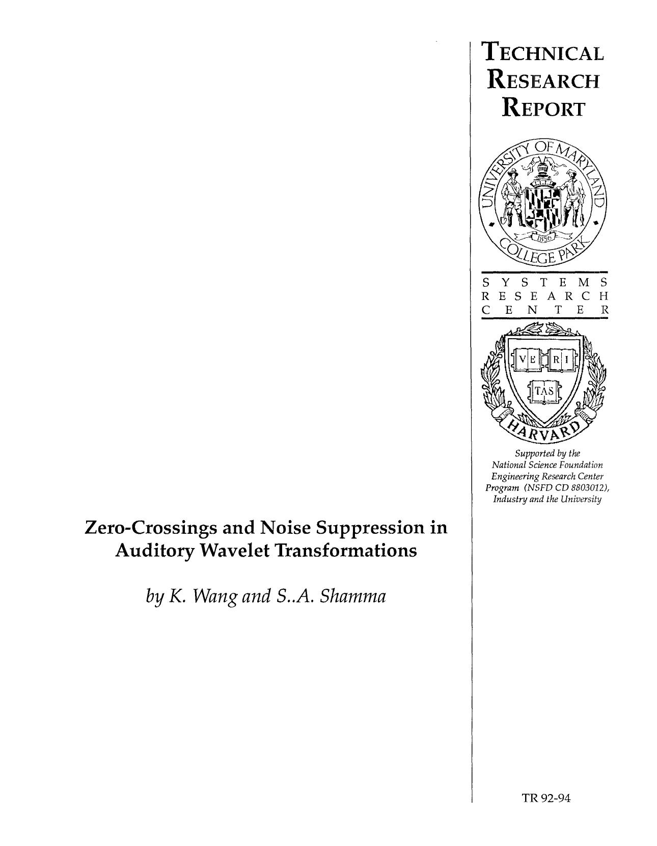 Zero-crossings and noise supression in auditory wavelet transformations by Wang Shamma