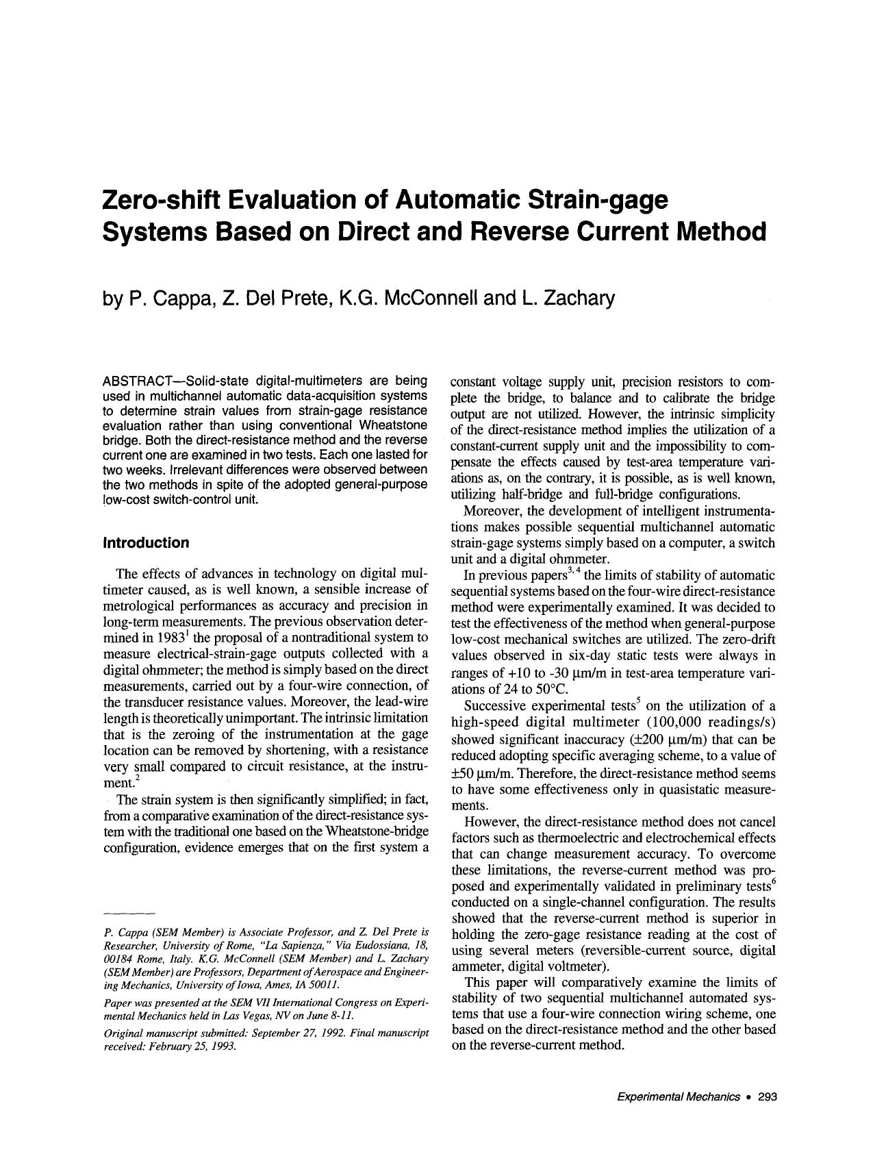 Zero-shift evaluation of automatic strain-gage systems based on direct and reverse current method by Unknown