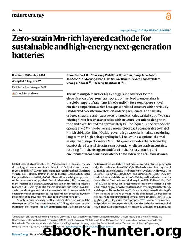 Zero-strain Mn-rich layered cathode for sustainable and high-energy next-generation batteries by unknow