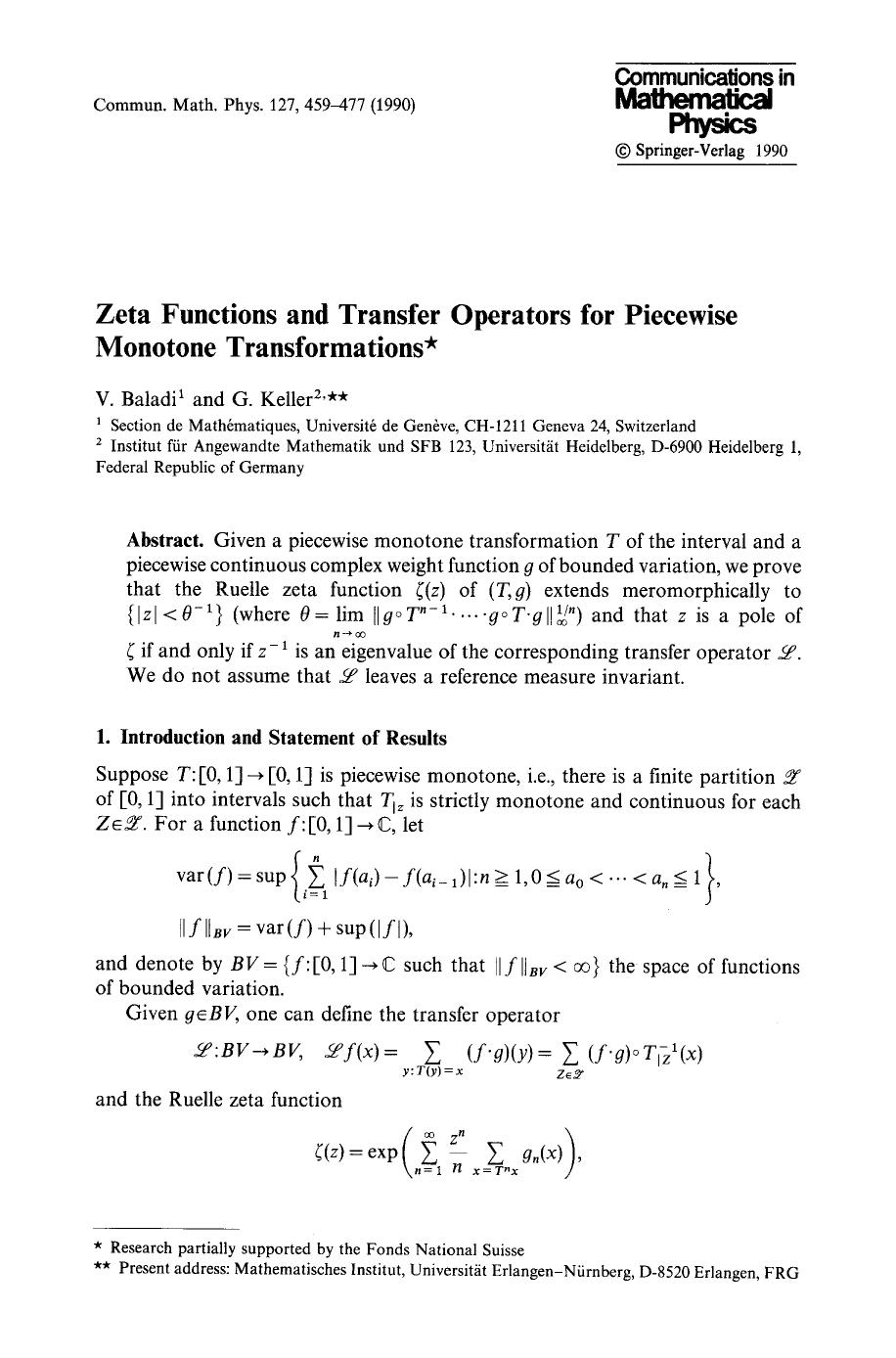 Zeta functions and transfer operators for piecewise monotone transformations by Unknown