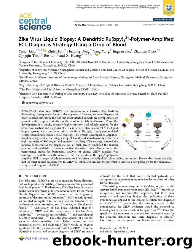 Zika Virus Liquid Biopsy: A Dendritic Ru(bpy)32+-Polymer-Amplified ECL Diagnosis Strategy Using a Drop of Blood by unknow