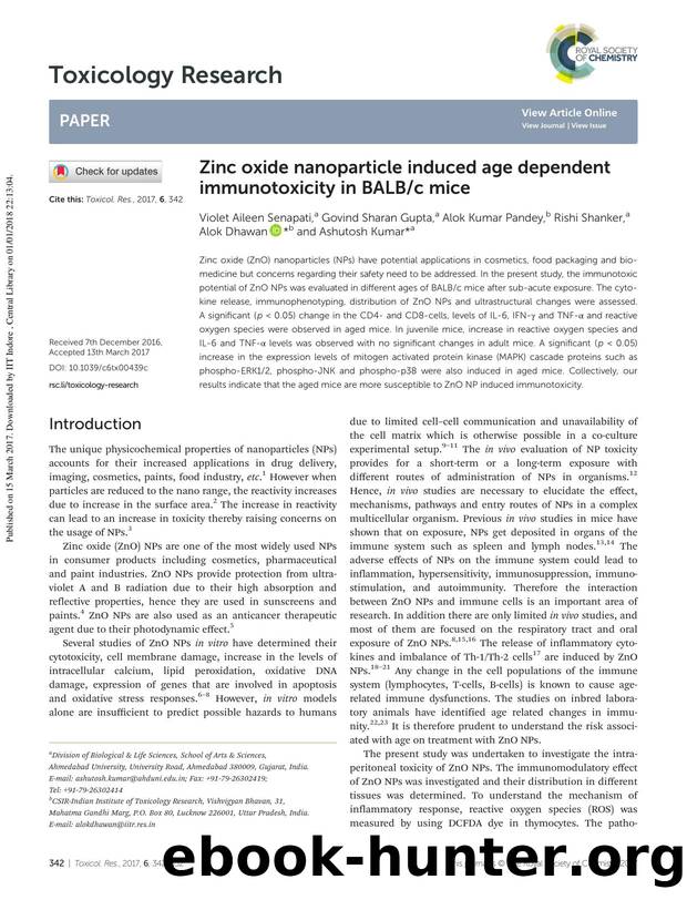 Zinc oxide nanoparticle induced age dependent immunotoxicity in BALBc mice by unknow