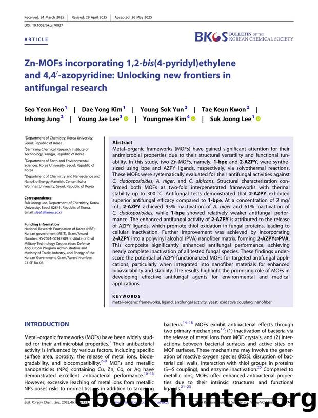 ZnâMOFs Incorporating 1,2âBis(4âpyridyl)ethylene and 4,4â²âAzopyridine : Unlocking New Frontiers in Antifungal Research by Unknown