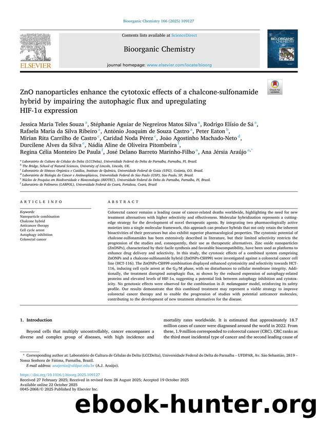 ZnO nanoparticles enhance the cytotoxic effects of a chalcone-sulfonamide hybrid by impairing the autophagic flux and upregulating HIF-1Î± expression by unknow