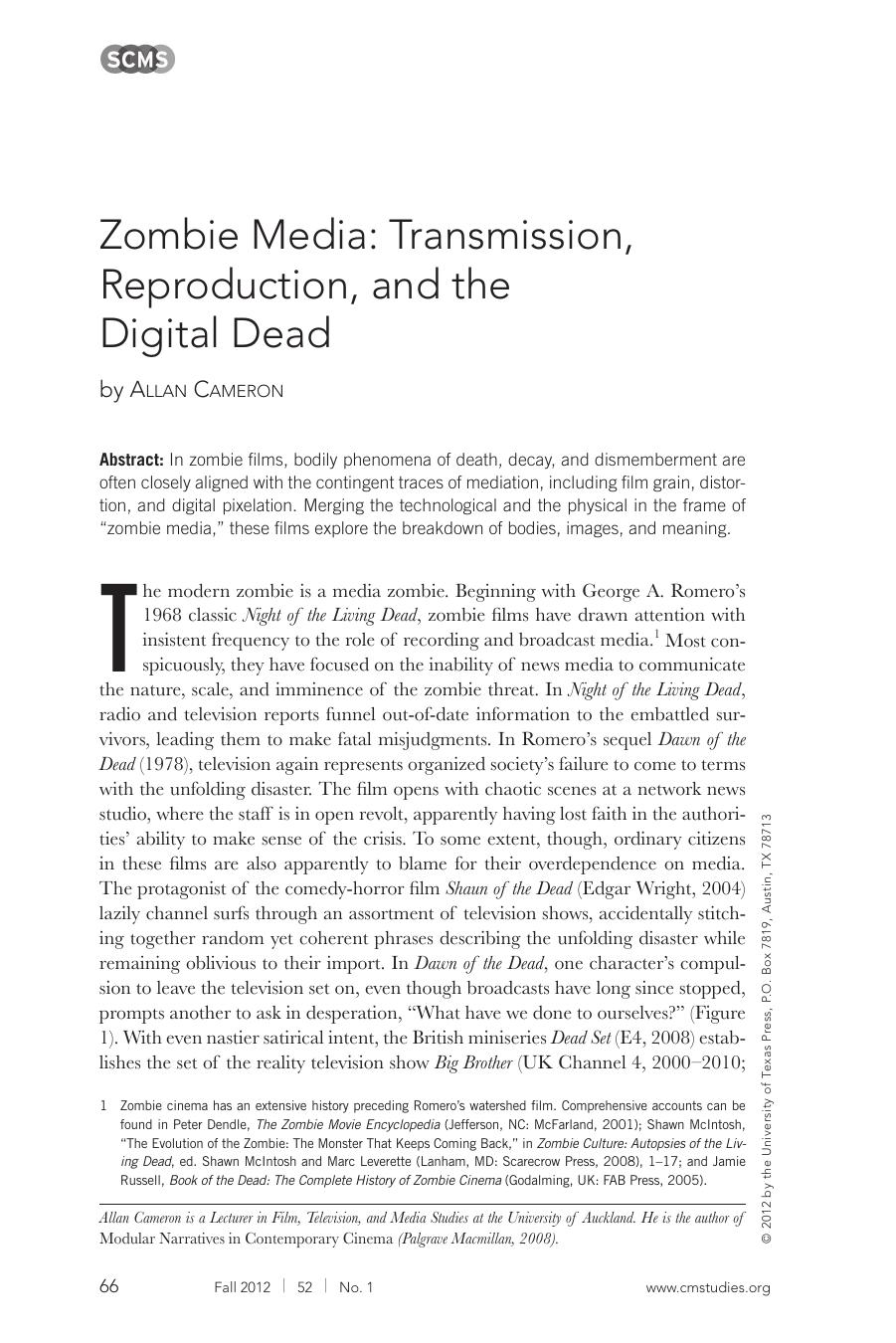 Zombie Media. Transmission, Reproduction, and the Digital Dead by Cameron A