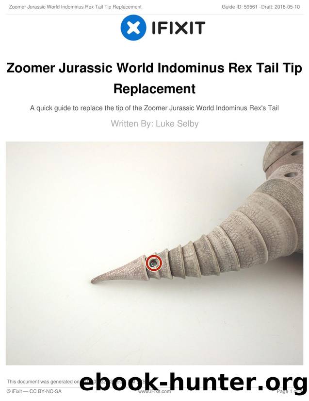 Zoomer Jurassic World Indominus Rex Tail Tip Replacement by Unknown