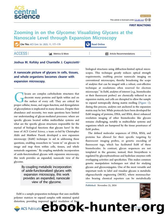 Zooming in on the Glycome: Visualizing Glycans at the Nanoscale Level through Expansion Microscopy by Joshua M. Kofsky & Chantelle J. Capicciotti (ORCID: g/0000-0002-5977-8453)
