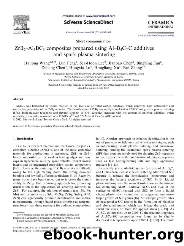 ZrB2âAl3BC3 composites prepared using AlâB4CâC additives and spark plasma sintering by unknow