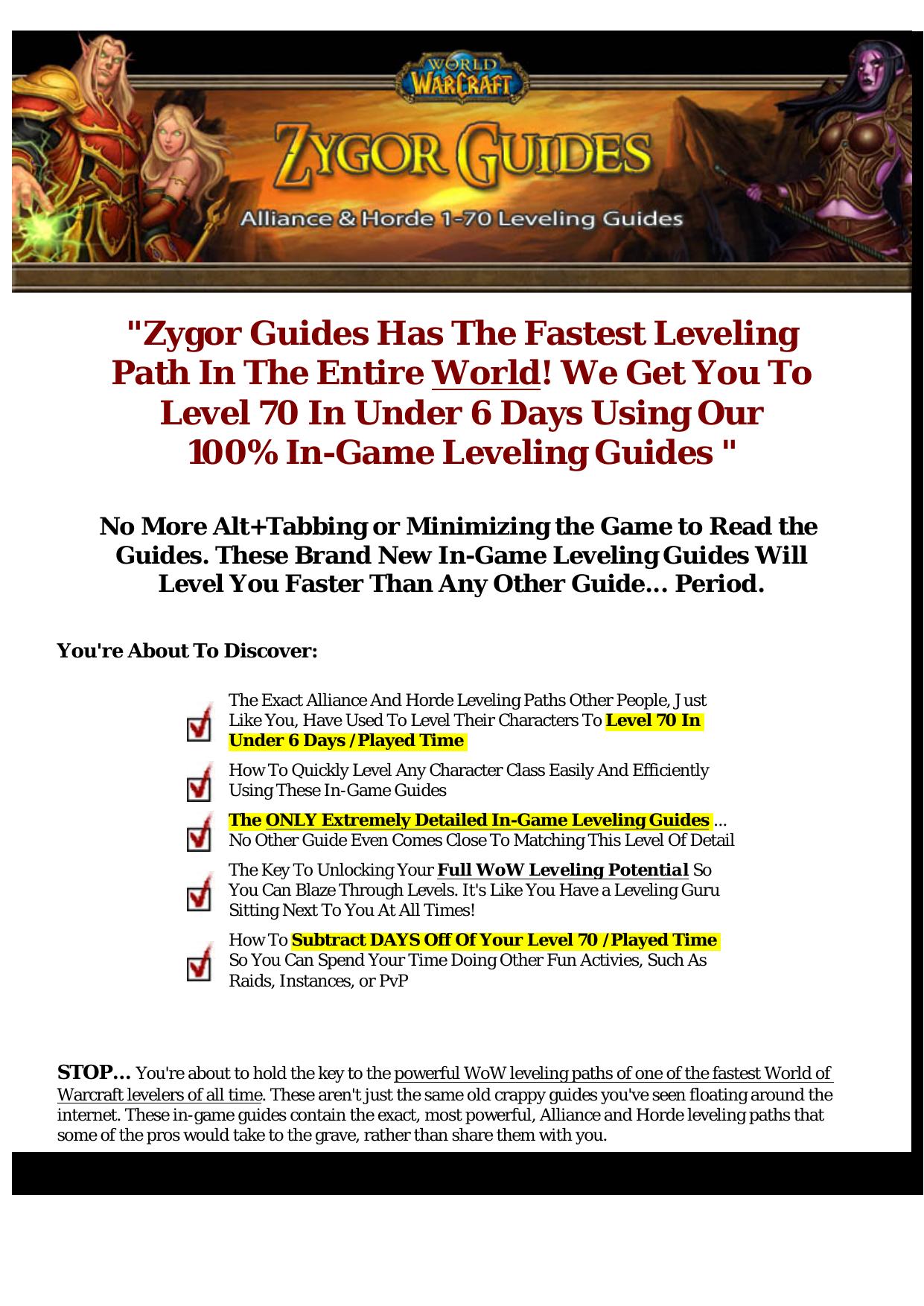 Zygor In-Game Alliance & Horde World Of Warcraft 1-70 Leveling Guides. by Best of Kuszter's Collection