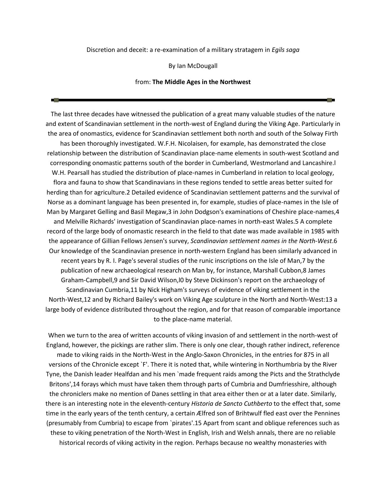 a re-examination of a military stratagem in Egils saga by kodiak blair