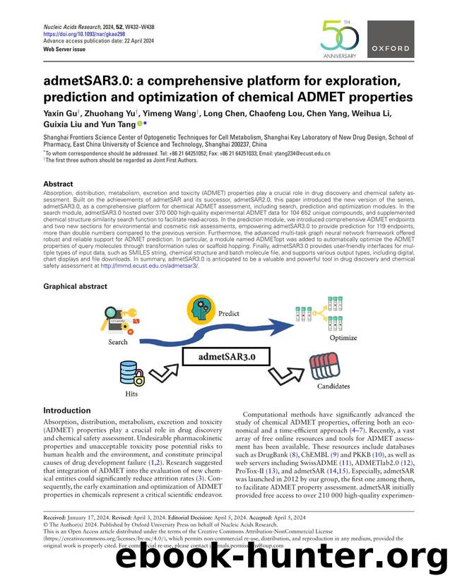 admetSAR3.0: a comprehensive platform for exploration, prediction and optimization of chemical ADMET properties by unknow