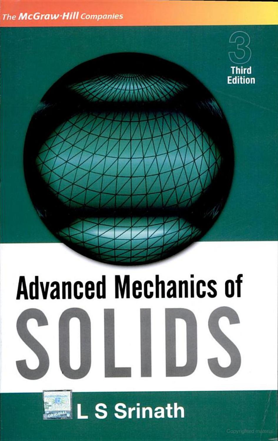 advanced mechanics of solids by l s srinath