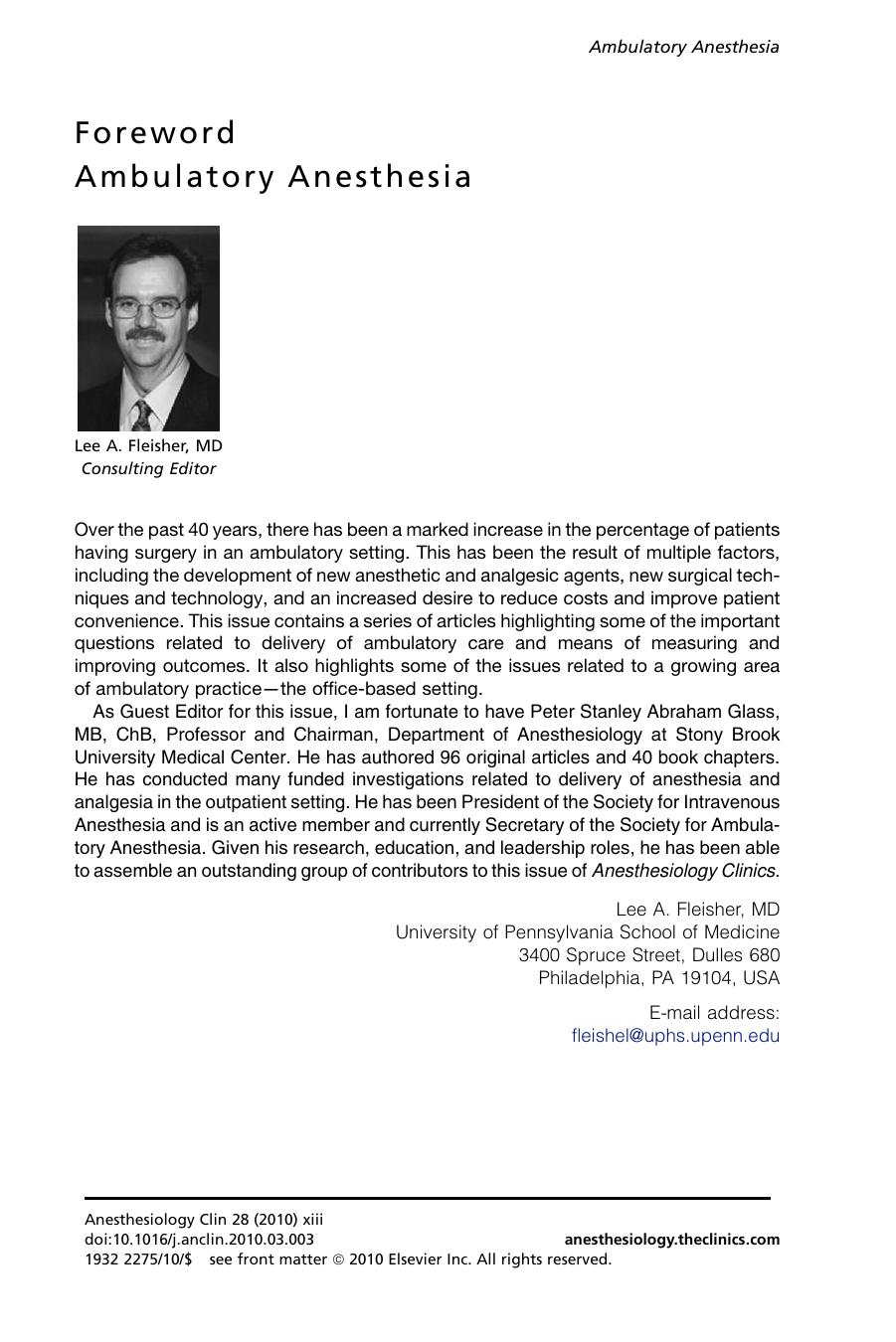 ambulatory anesthesia an issue of anesthesiology clinics the clinics s.EBOOKOID by Unknown