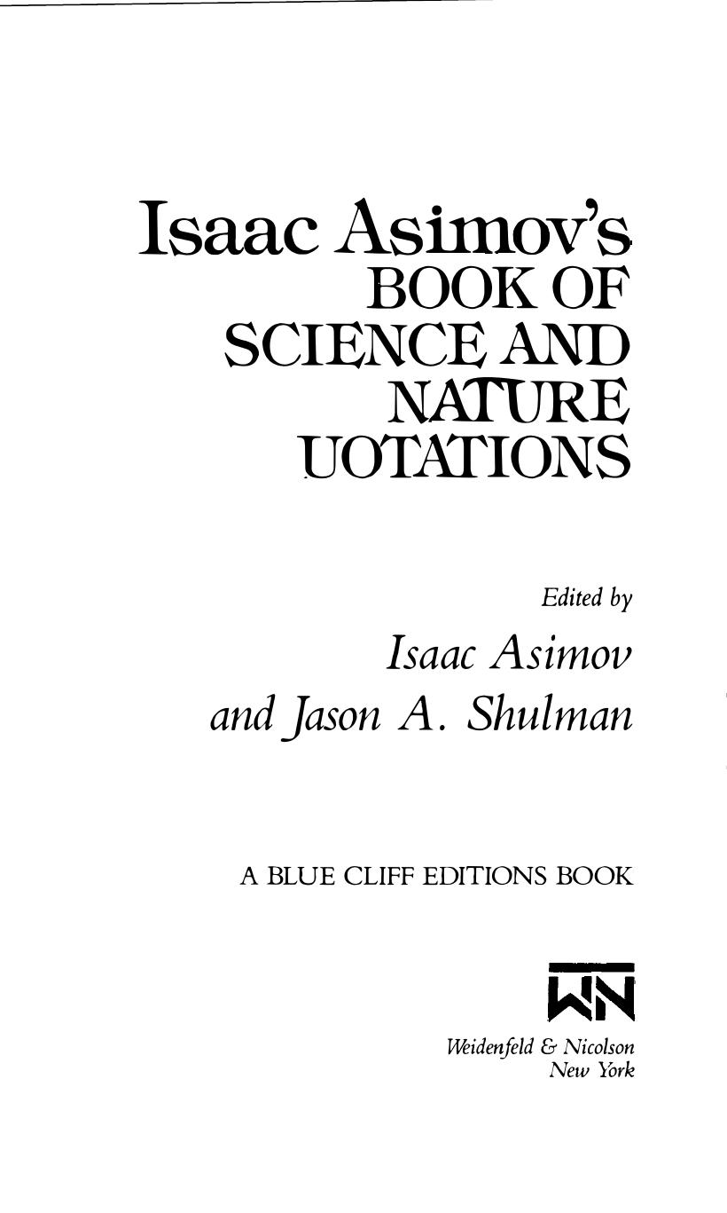 book of science and nature quotations by isaac asimov
