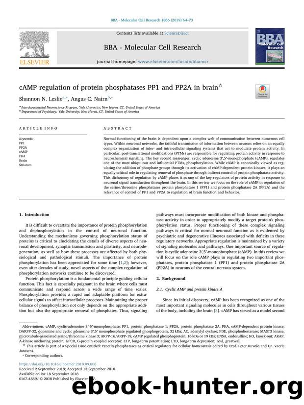 cAMP regulation of protein phosphatases PP1 and PP2A in brain by Shannon N. Leslie & Angus C. Nairn