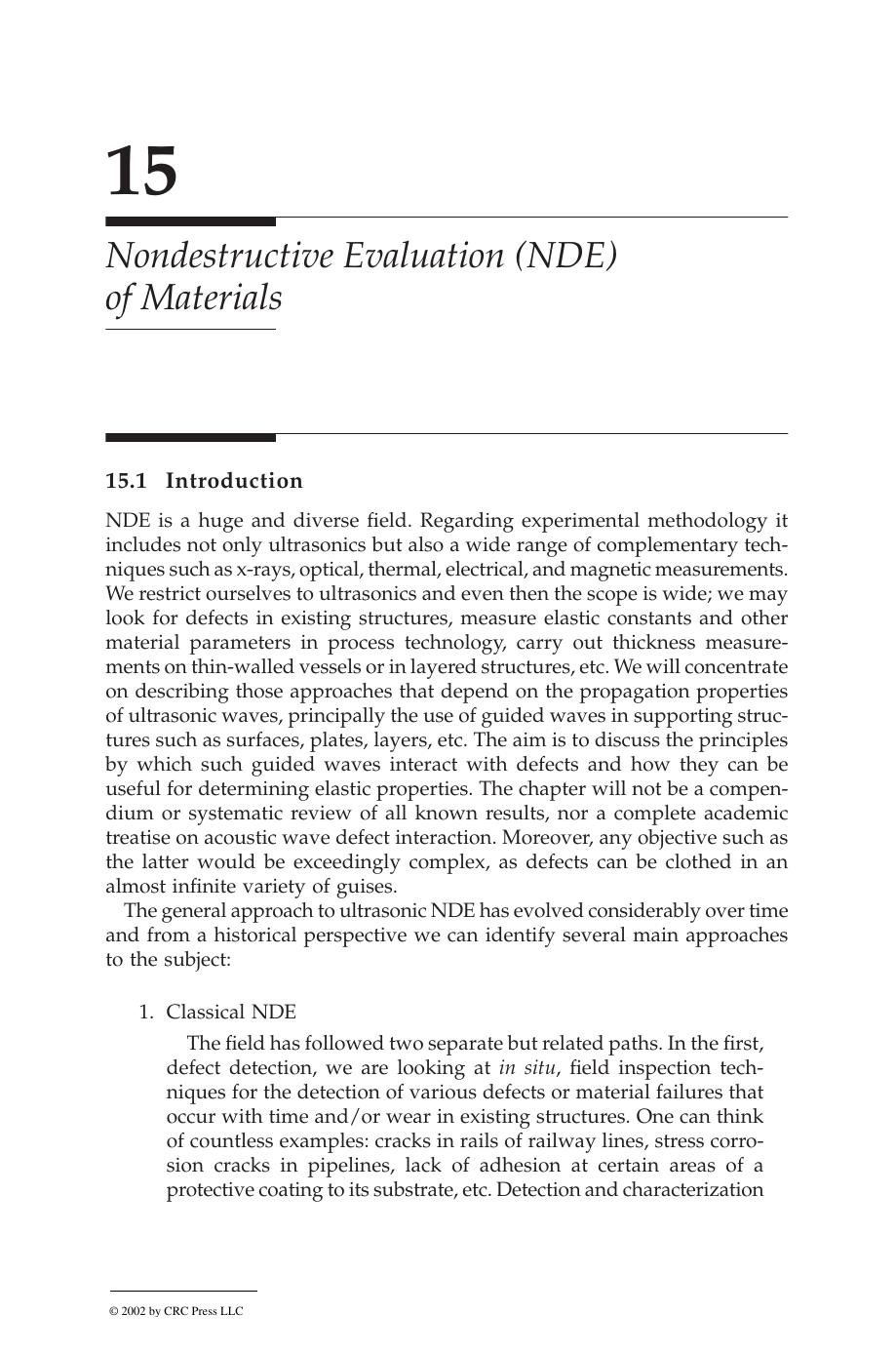 chapter 15 - Nondestructive Evaluation (NDE) of Materials by J. David & N. Cheeke