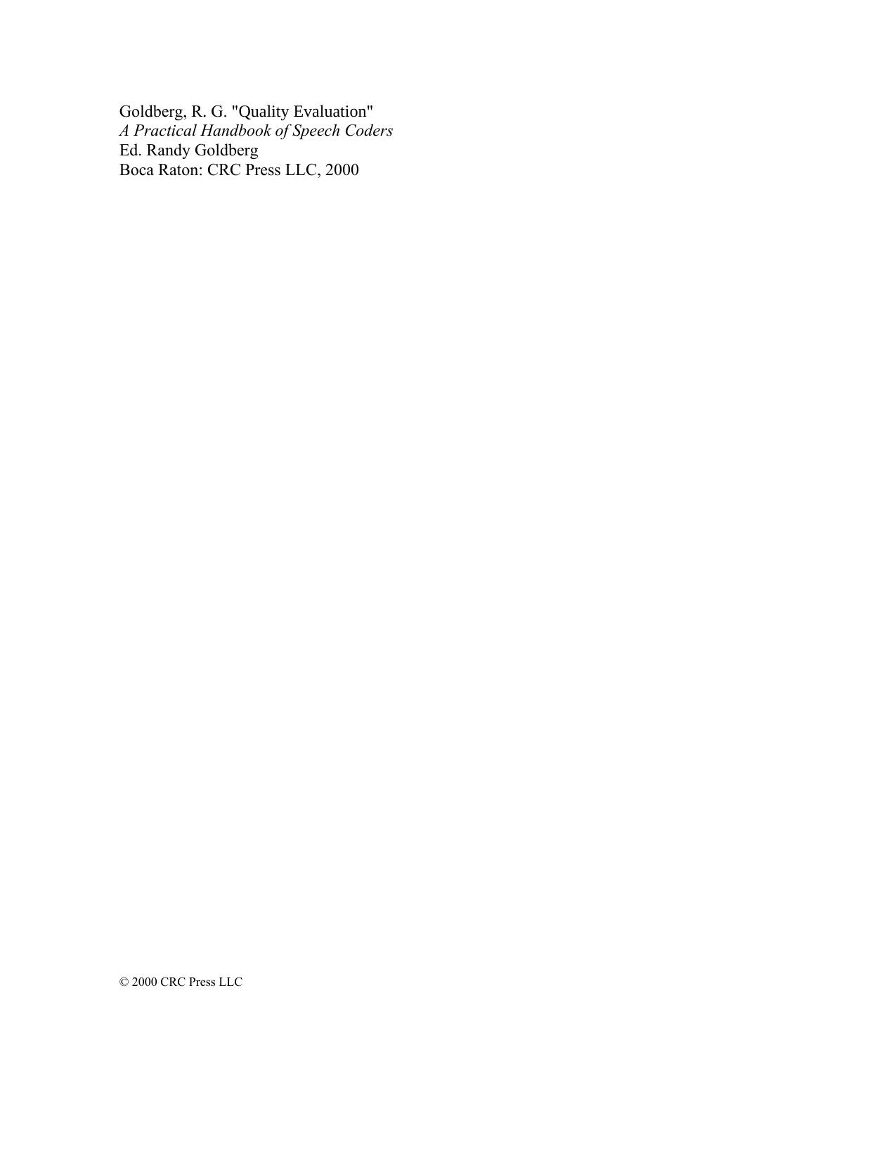 chapter 8 - Quality Evaluation by Randy Goldberg