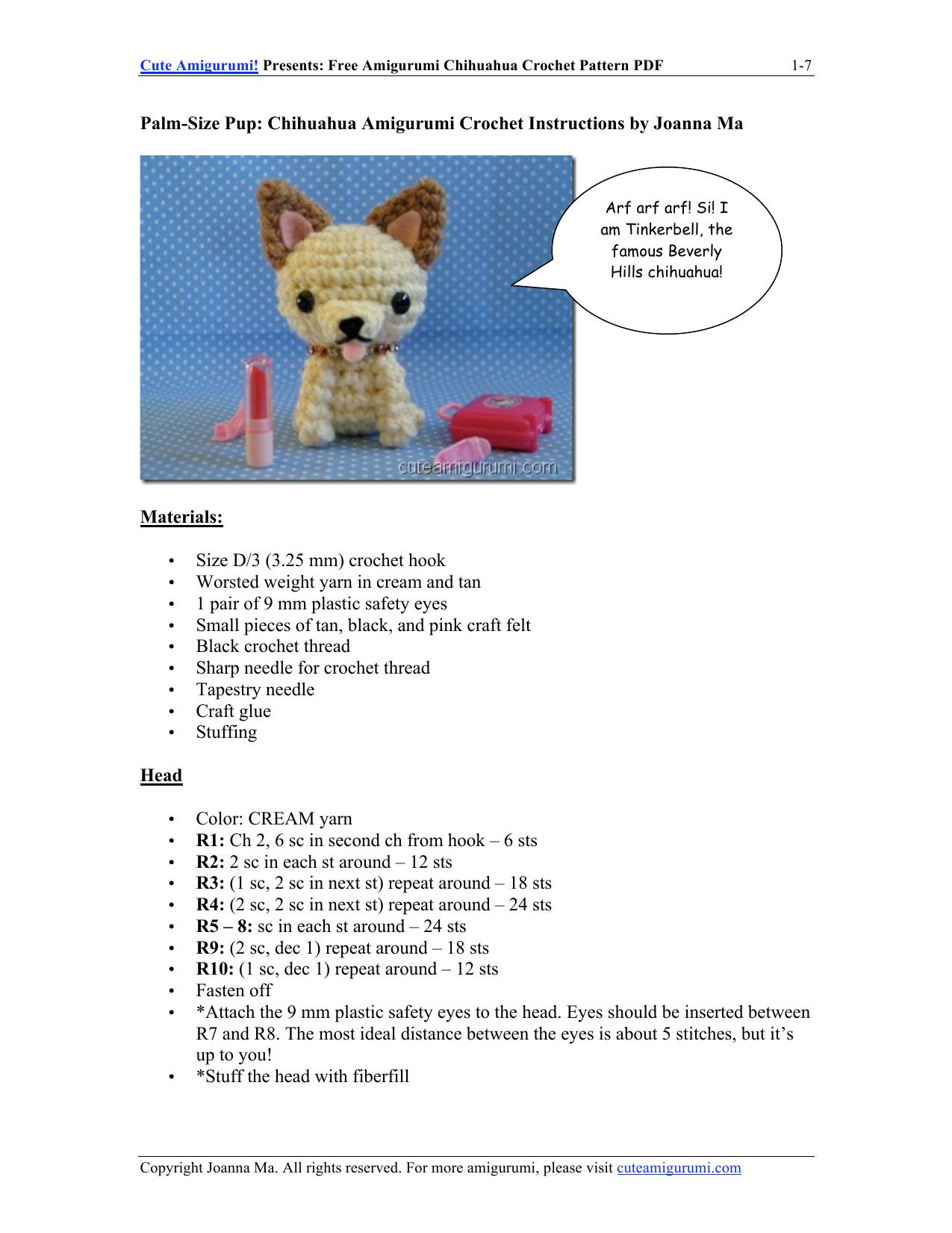 chihuahua-crochet-pattern by cuteamigurumi com
