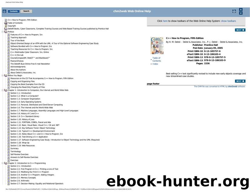 chm2web Web Online Help by C++ How to Program 5th Edition