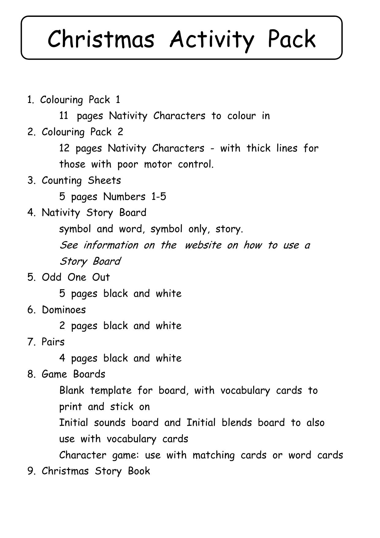 christmas activity pack content by tina