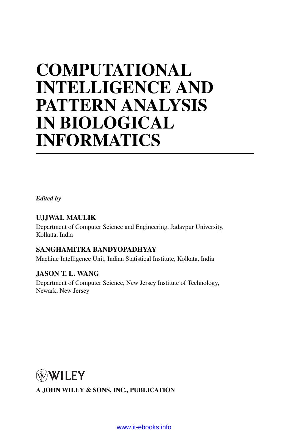 computational intelligence and pattern analysis in biology informatics by Unknown