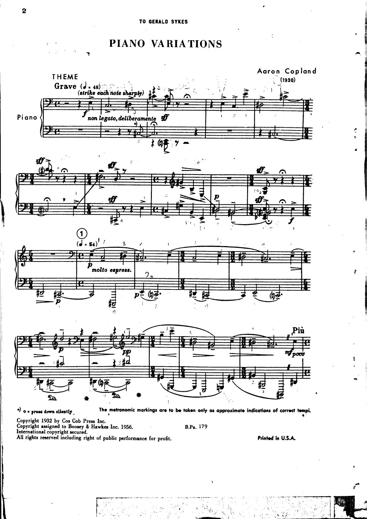 copland piano variations by Unknown
