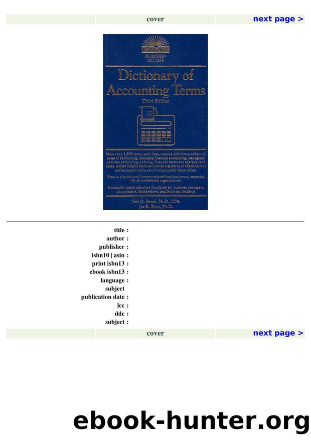 cover by Dictionary of Accounting Terms (Barron's Business Guides)-Barron's Educational Series Inc. (2000)